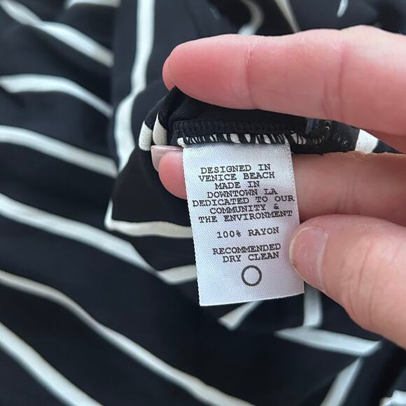 Flynn Skye Black White Striped High Neck Flare Jumpsuit Sz M - Picture 4 of 6